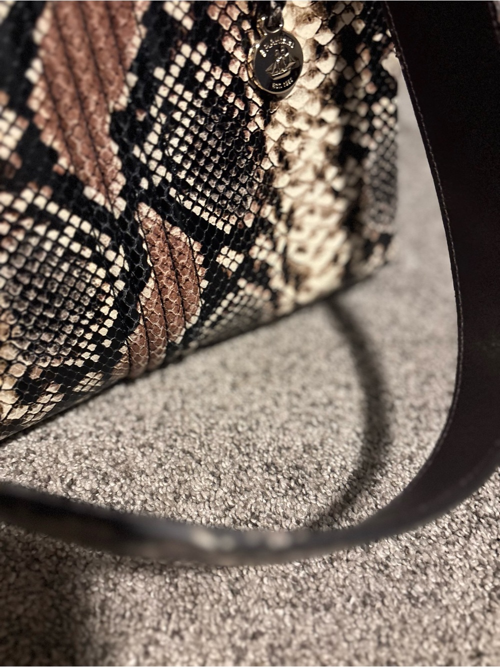Brahmin Snake-Embossed Satchel and Wallet in Brown and Black - Picture 6 of 16